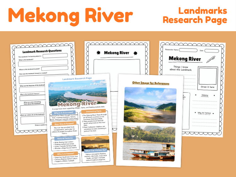 Mekong River Research Project | Geography & Landmark Worksheets