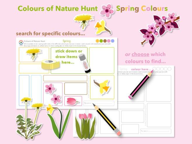 Spring Walk Collect Colours of Nature Scavenger Hunt | EYFS & KS1 Activity
