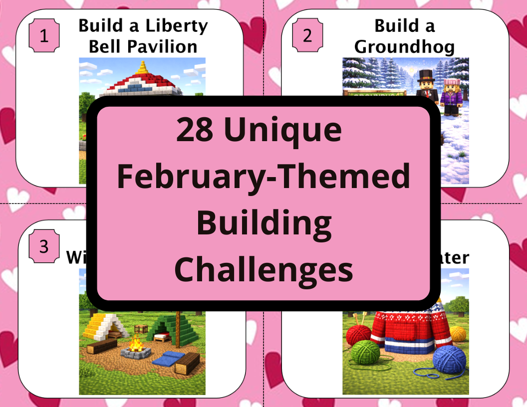 Minecraft February Building Challenges β STEM Activities Task Cards ...