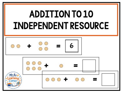Addition Within 10 Matching Task Cards