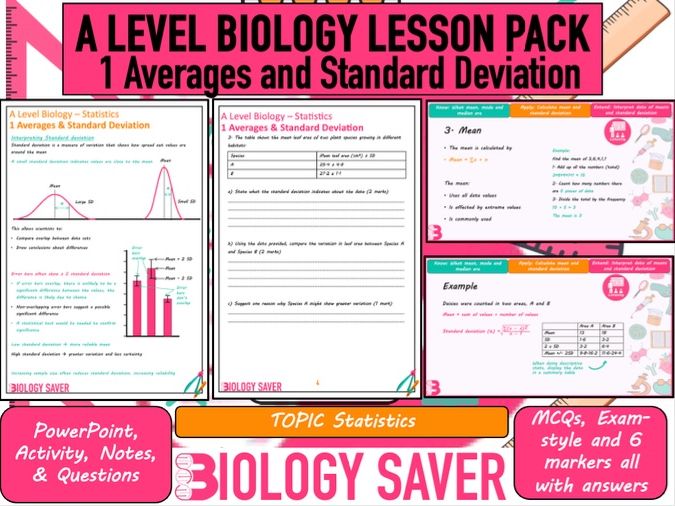 A Level Bio Lesson - Stats 1 Averages & Standard Deviation