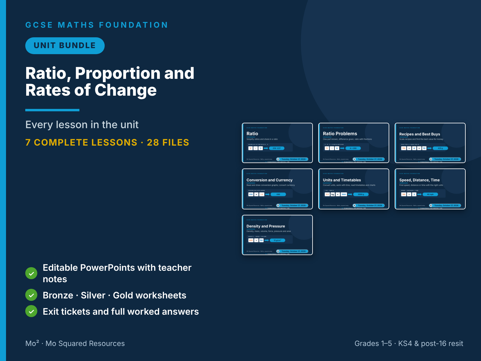 Ratio, Proportion and Rates of Change – 7 GCSE Maths Foundation Lessons (Unit Bundle) with Worksheets & Answers