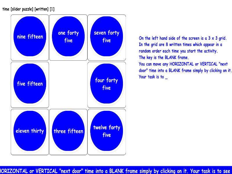 time [slider puzzle] [written] [1]