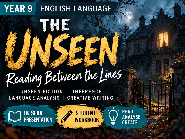 Year 9 English: Unseen Fiction, Inference & Creative Writing presentation and workbook