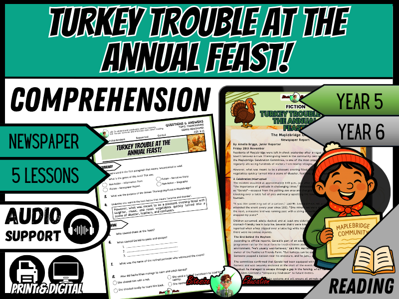 Turkey Trouble at the Annual Feast | Reading Comprehension | Year 5/6