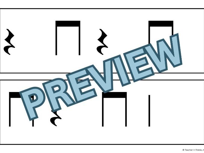 Stick Notation Rhythm Cards in 4 - SET 2