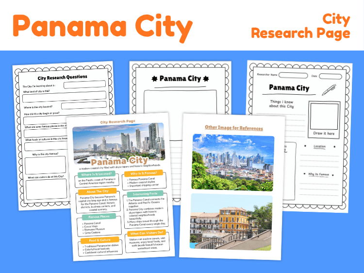 Panama City Research Project | Geography & City Study Worksheets