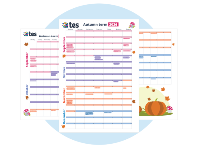 Autumn term wall calendar 2026/27