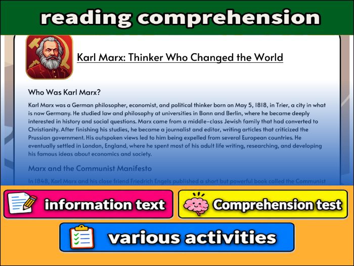 Karl Marx: Thinker Who Changed the World- Reading Comprehension, Worksheet & Activities