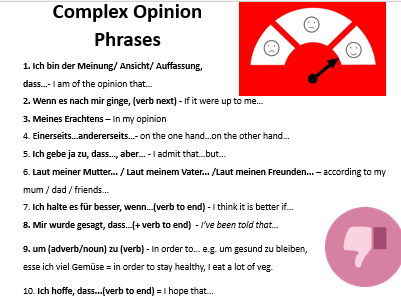 Complex Opinion Phrases Sheet