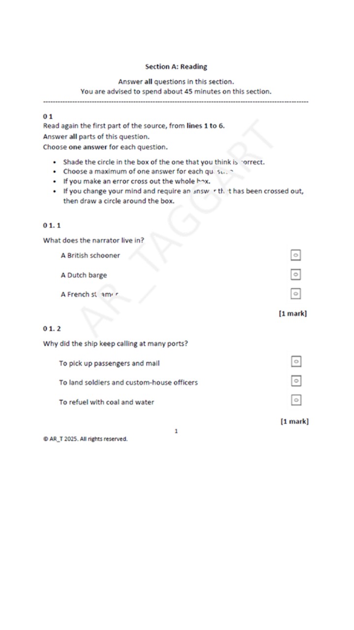One AQA 2026 GCSE English Language Paper 1 Mock | Q5 Tasks-(Con ...