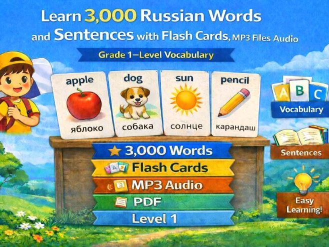 Russian Flash Cards, 3,000 Words (Audio, PDF)