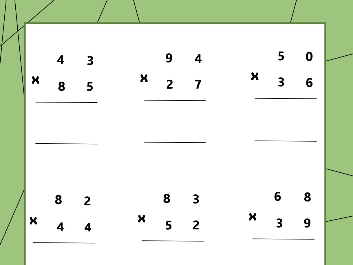 2 digit by 2 digit multiplication