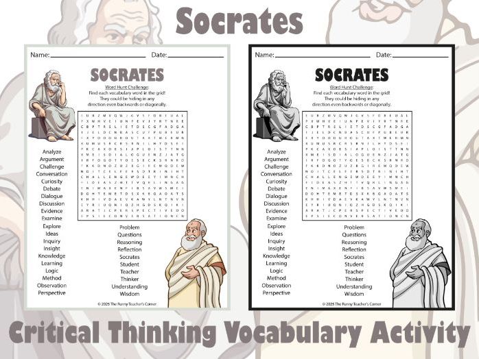 Socrates Word Search | Critical Thinking Vocabulary Activity | Grades 5–8
