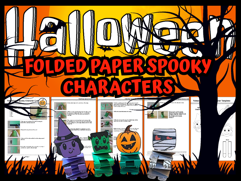 Folded Paper Spooky Characters Craft | Halloween STEM/STEAM Activity for Kids