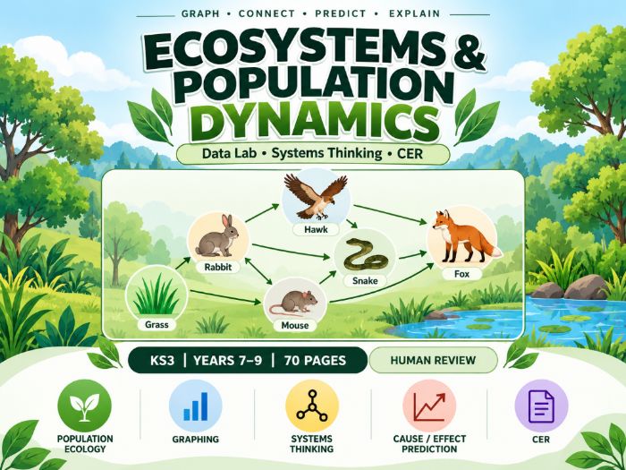 Ecosystems & Population Dynamics – KS3 Science Data Lab 70 Pages