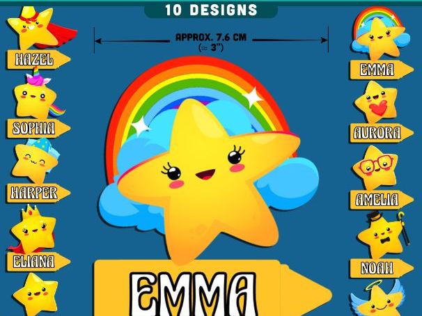Cute Star Name Tags, Editable Locker & Cubby Labels, Cheerful Classroom Decor