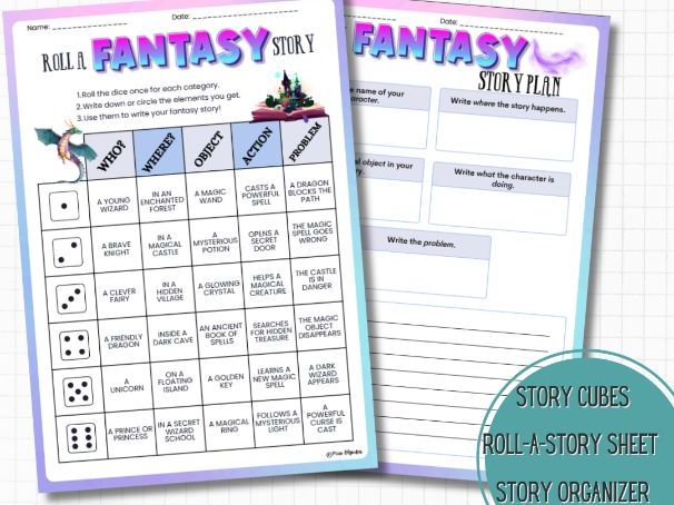 Roll a Fantasy story – ESL Roll the Dice Speaking & Writing Activity | Creative Writing Game