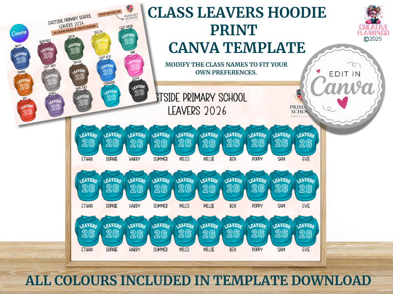 Primary School Leavers Hoodie Template Canva Editable | Leavers 2026 Hoodie Design | School Leavers