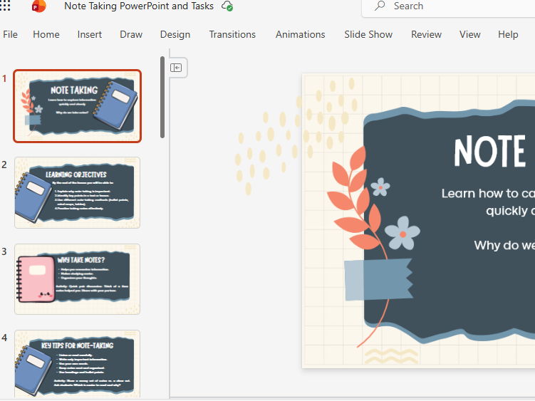 Note Taking PowerPoint and Tasks
