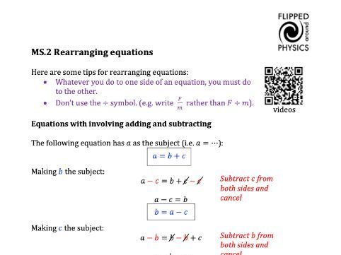 Rearranging equations
