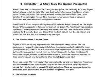 Edexcel GCSE Early Elizabethan England - Elizabeth I - Story Pt1