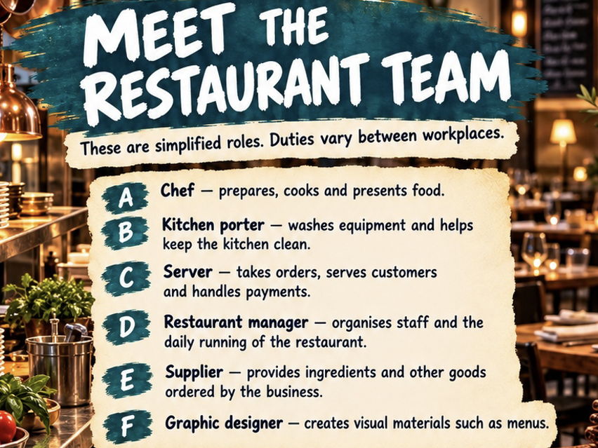 Restaurant Careers Workbook | Hospitality & Employability | KS3 KS4 SEND