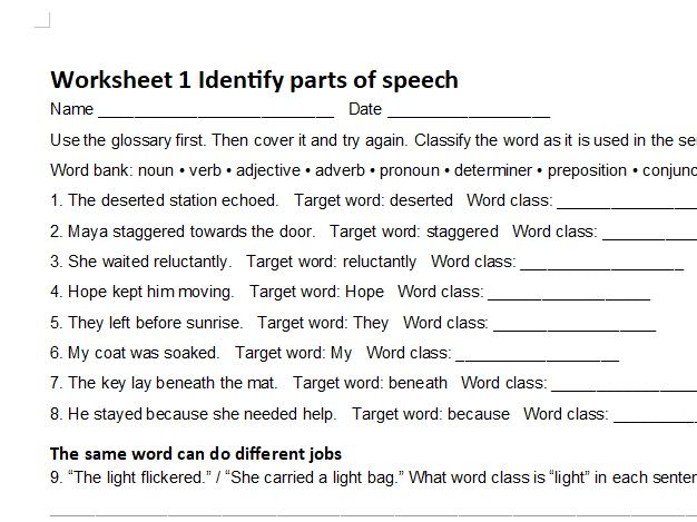 Language Techniques Revision Worksheets