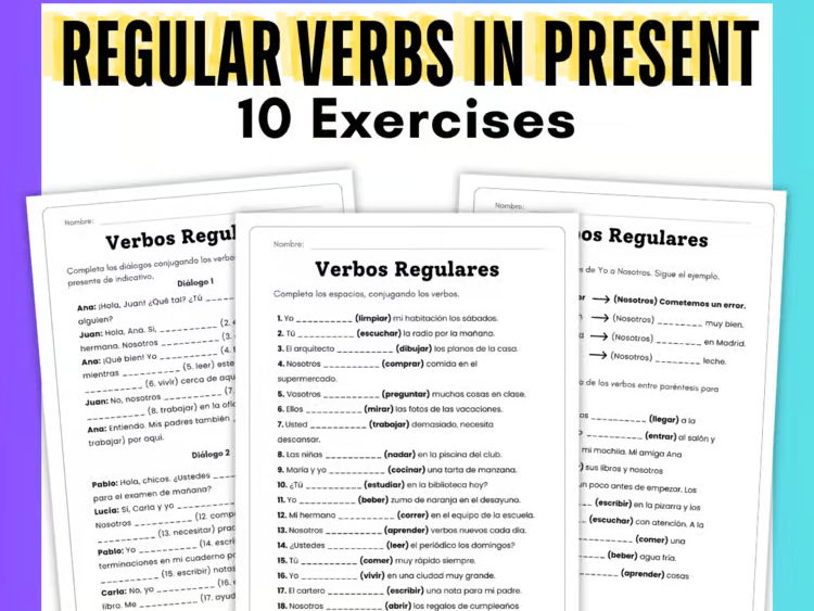 Present Tense Spanish Regular Verbs | Verbos Regulares en Presente