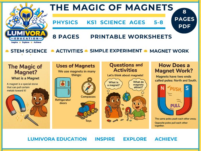 KS1 Science  The Magic of Magnets STEM Workbook (Ages 5–8)
