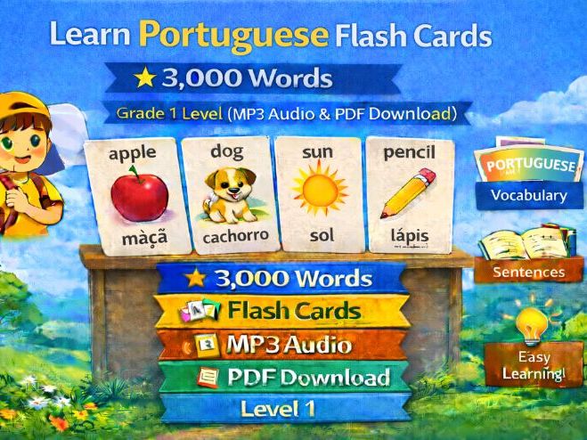 Portuguese Flash Cards, 3,000 Words (Audio, PDF)