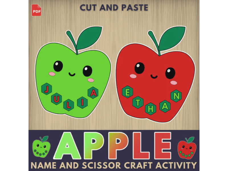 Build Your Own Cute Apple Name Craft – Back to School Literacy & Scissor