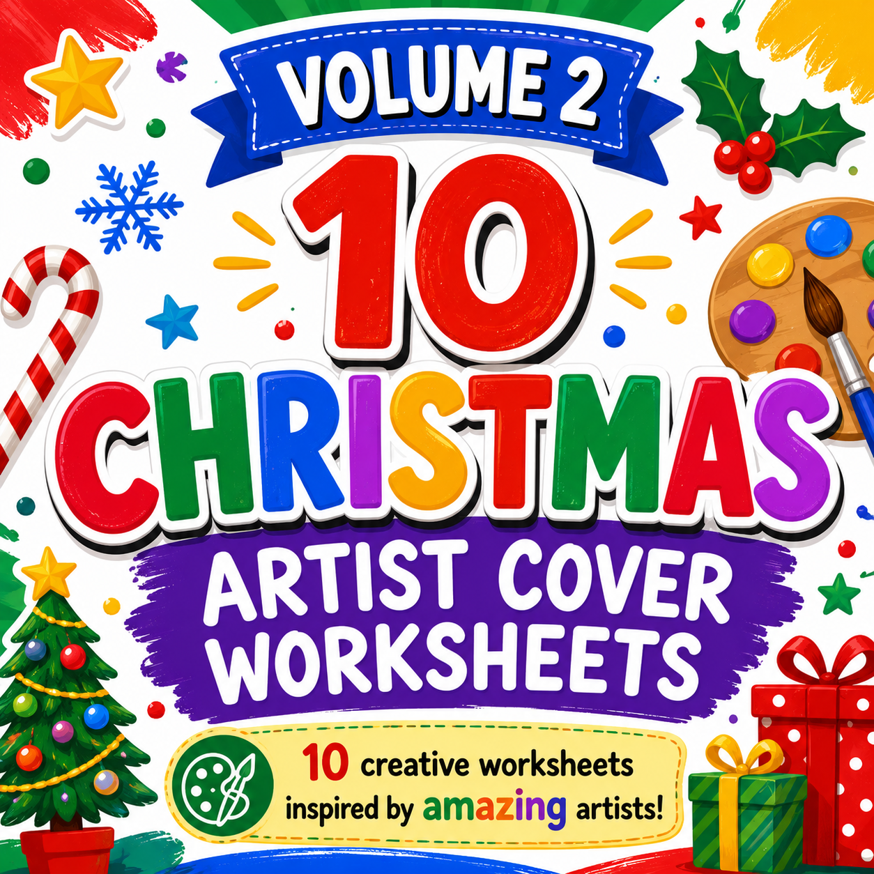 Christmas Artist Cover Work Bundle Volume 2 | 10 KS3 Art Cover Lesson Worksheets