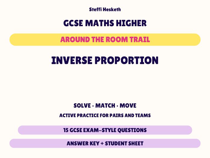 GCSE Higher Maths Inverse Proportion | Around the Room Trail