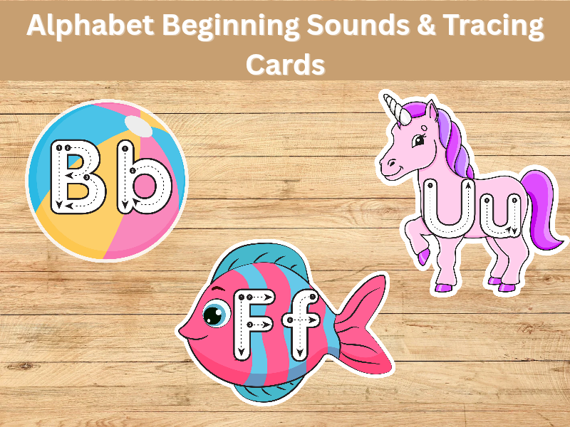 Alphabet Beginning Sounds & Tracing Cards | A–Z Flashcards on a Ring | Preschool Literacy Center