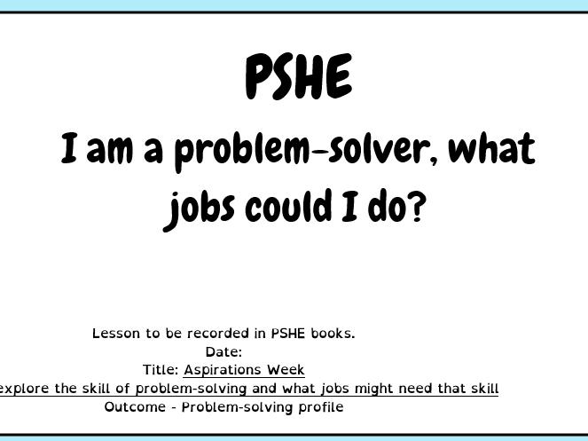 PSHE Jobs that involve problem-solving KS2
