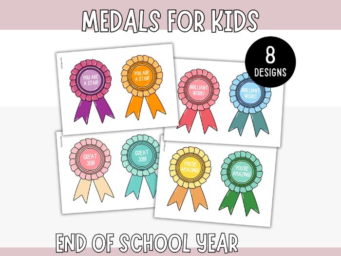 Printable Award Medals for Kids - End of School Year