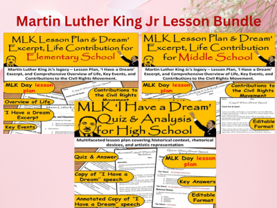 Martin Luther King Jr Lesson Bundle – Elementary, Middle & High School ‘I Have a Dream’ Teaching Pack