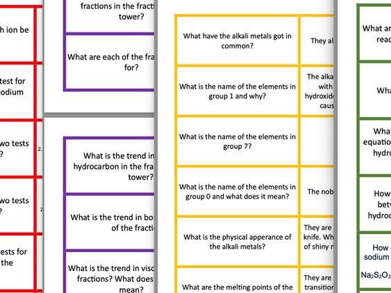 Revision Questions and Flash Cards Edexcel Combined Science Chemistry Paper 4
