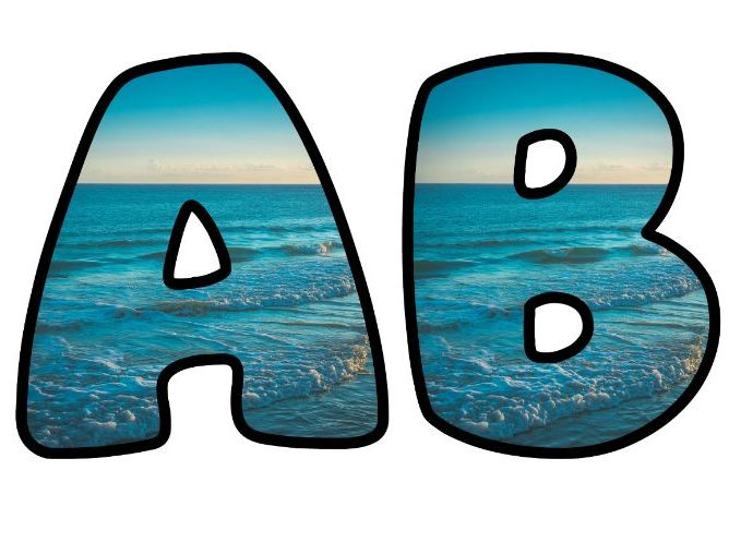 Sea Ocean Tides Waves Moon Alphabet Lettering Set | Classroom Display | Upper & Lowercase, 0-9