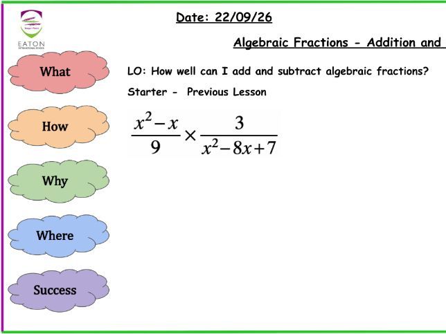 Algebraic Fraction - Addition and Subtraction (Improved)
