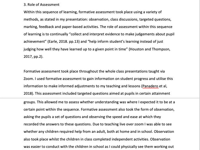 PGCE Primary Assignment- sequence of learning impact on pupil progress