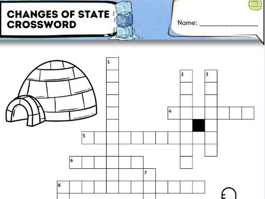Changes of State Crossword | States of Matter Science Vocabulary Worksheet