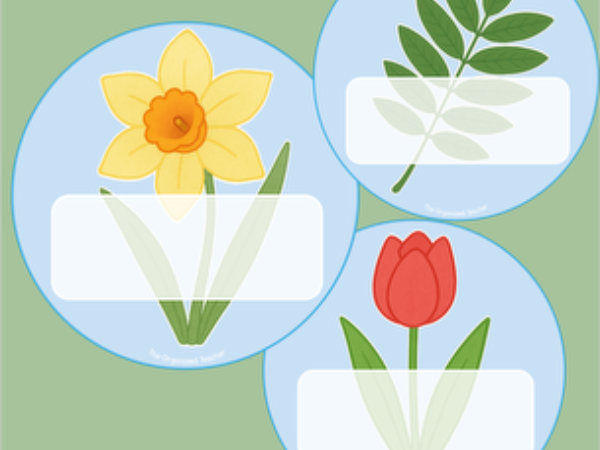 Peg Labels: Flowers and Leaves (Editable)