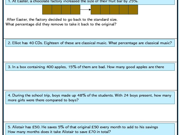 Ratio and Percentages Higher