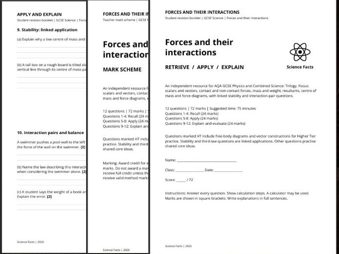 AQA GCSE Physics: Forces and their Interactions Revision Questions
