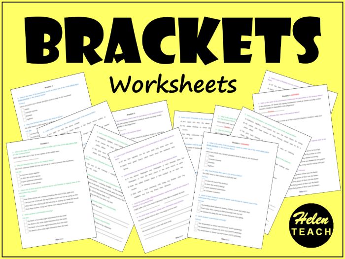 Brackets Worksheets | Differentiated | With Answers