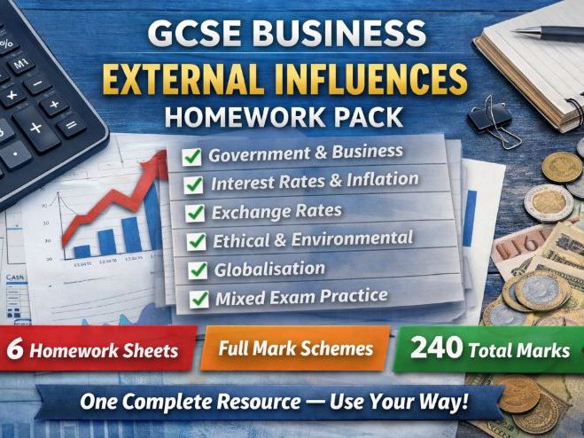 GCSE Business External Influences Homework Pack
