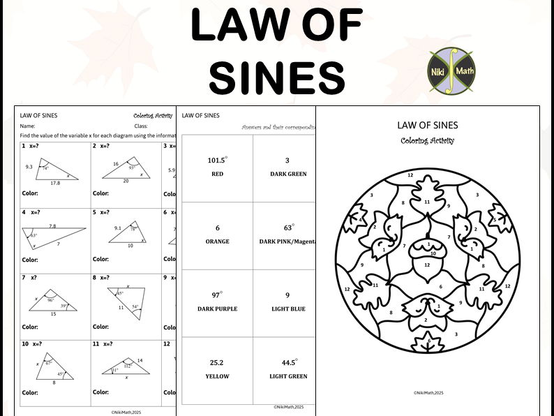 Law of Sines - Coloring Activity/Color by Code