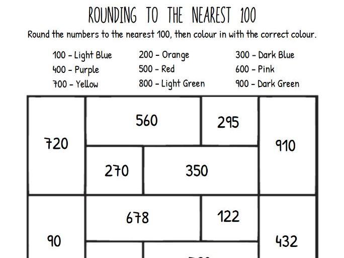 Rounding to Nearest 100 Colour by Number